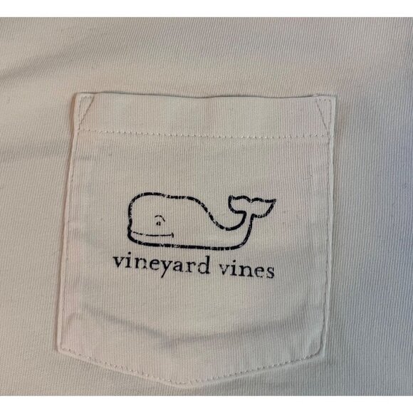 Vineyard Vines White Blue Long Sleeve Pocket Crew Tee Large 100% Cotton Womens - Picture 4 of 8